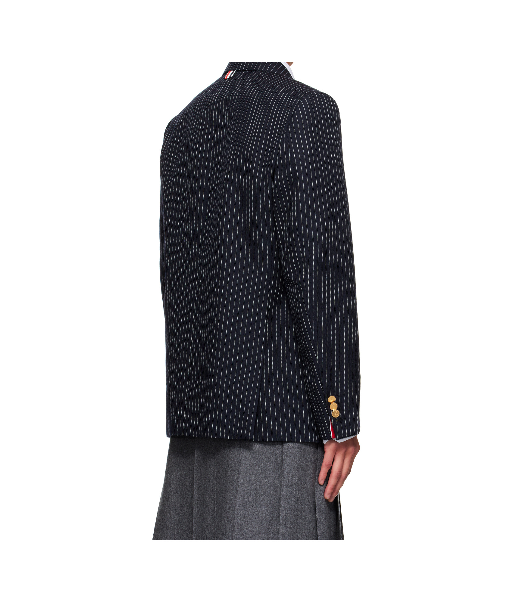 Thom Browne Pinstripe Wool Blazer In Black