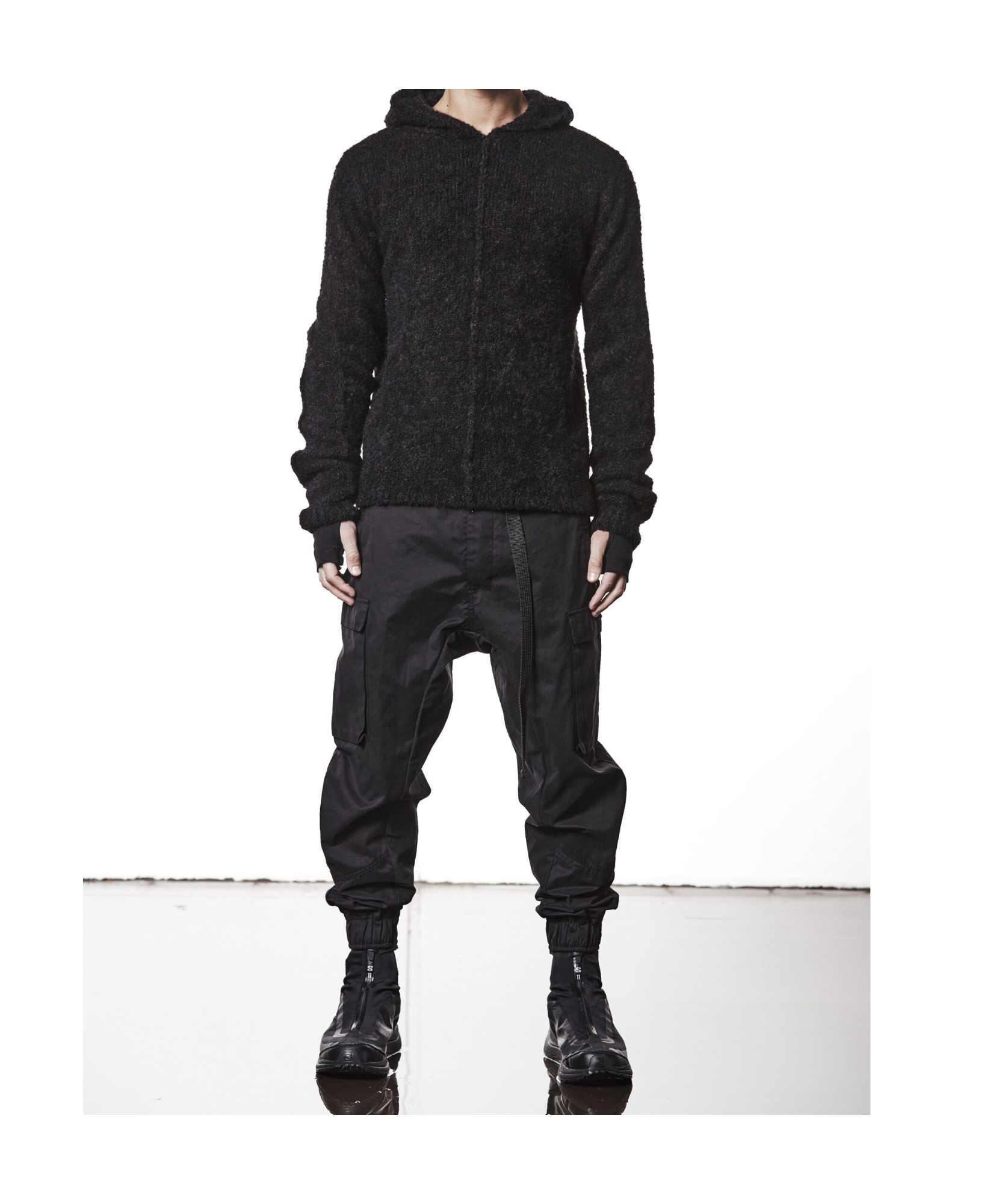 Thom Krom Alpaca Blend Hooded Sweater With Long Cuffed Sleeves In Black