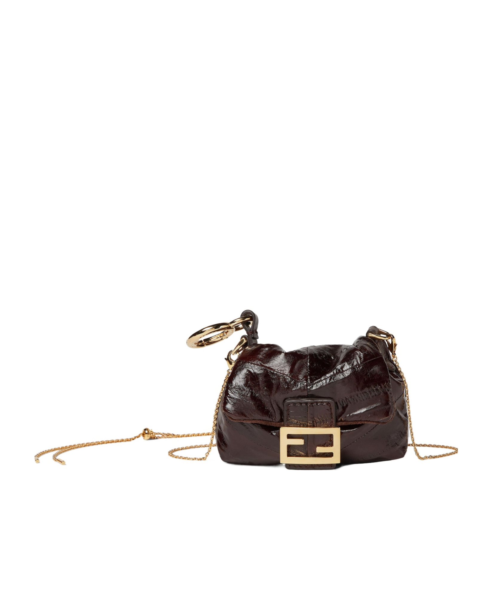 Fendi Brown Inlaid Hagfish Leather Miniature In Brown