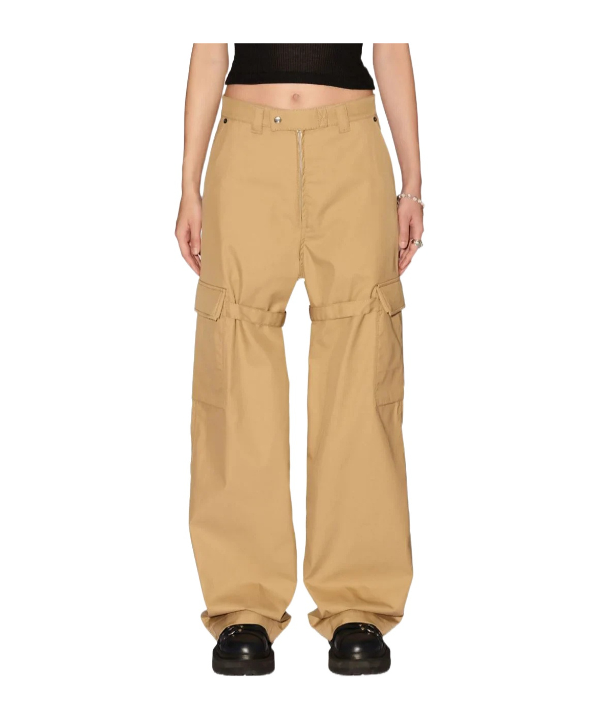Shop Ambush Straight-leg Cotton Cargo Trousers In Nude