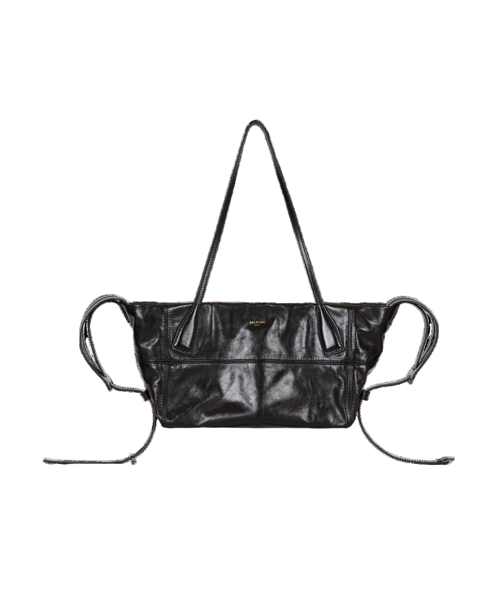 Balmain Track Shiny Leather Tote Bag