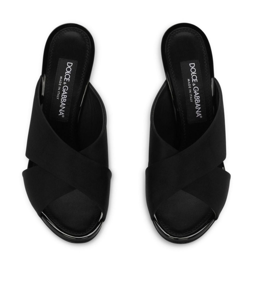 Dolce & Gabbana Satin Sandals With Back Monogram In Black