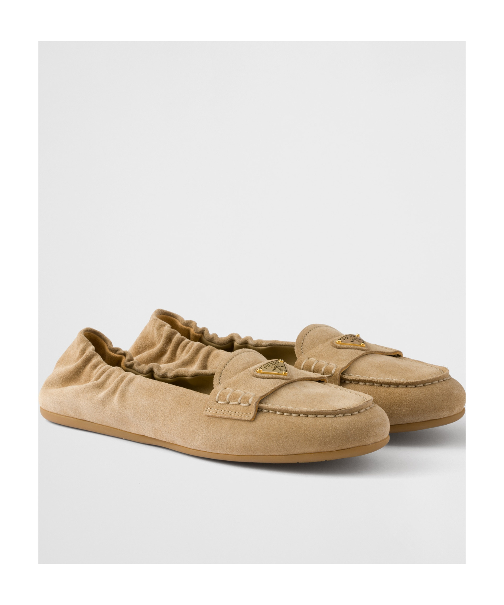 Prada Round-head Flat Shoes In Brown