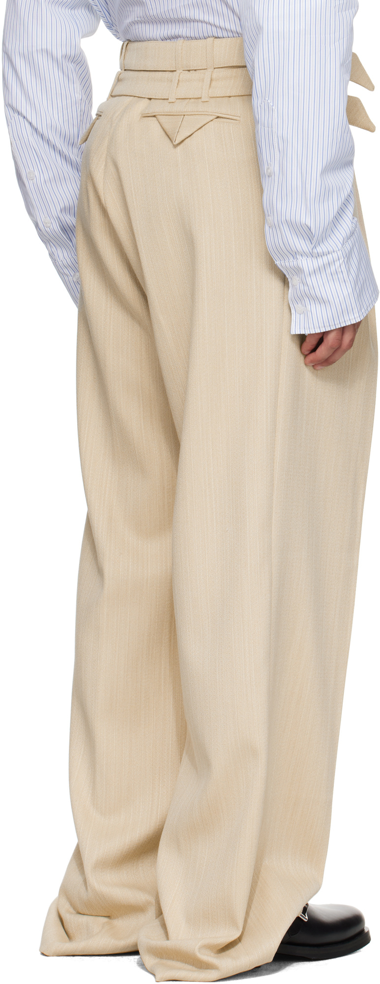 Egonlab Beige Pleated Trousers In Brown