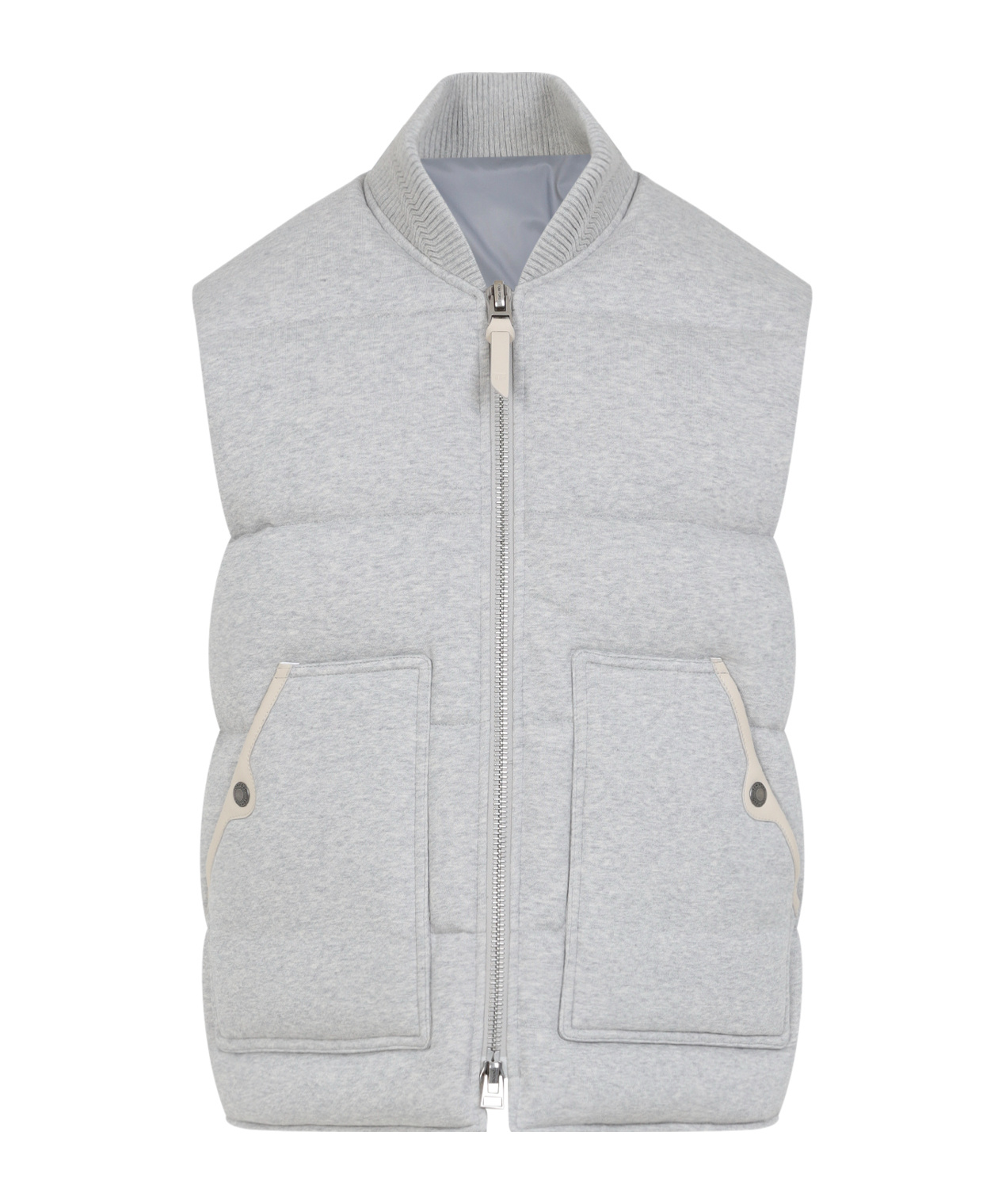 Tom Ford Quilted Ribbed Collar Side Pockets Jacket In Gray