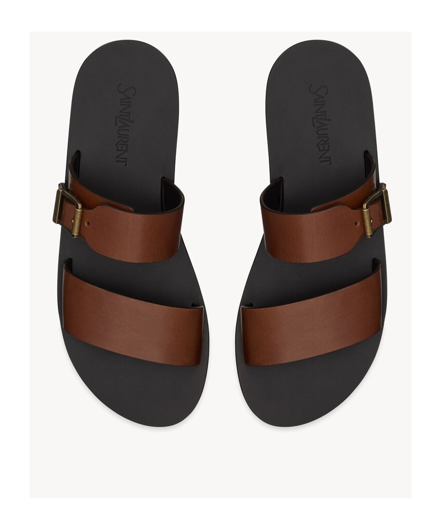 SAINT LAURENT IOS SLIDES IN SMOOTH LEATHER