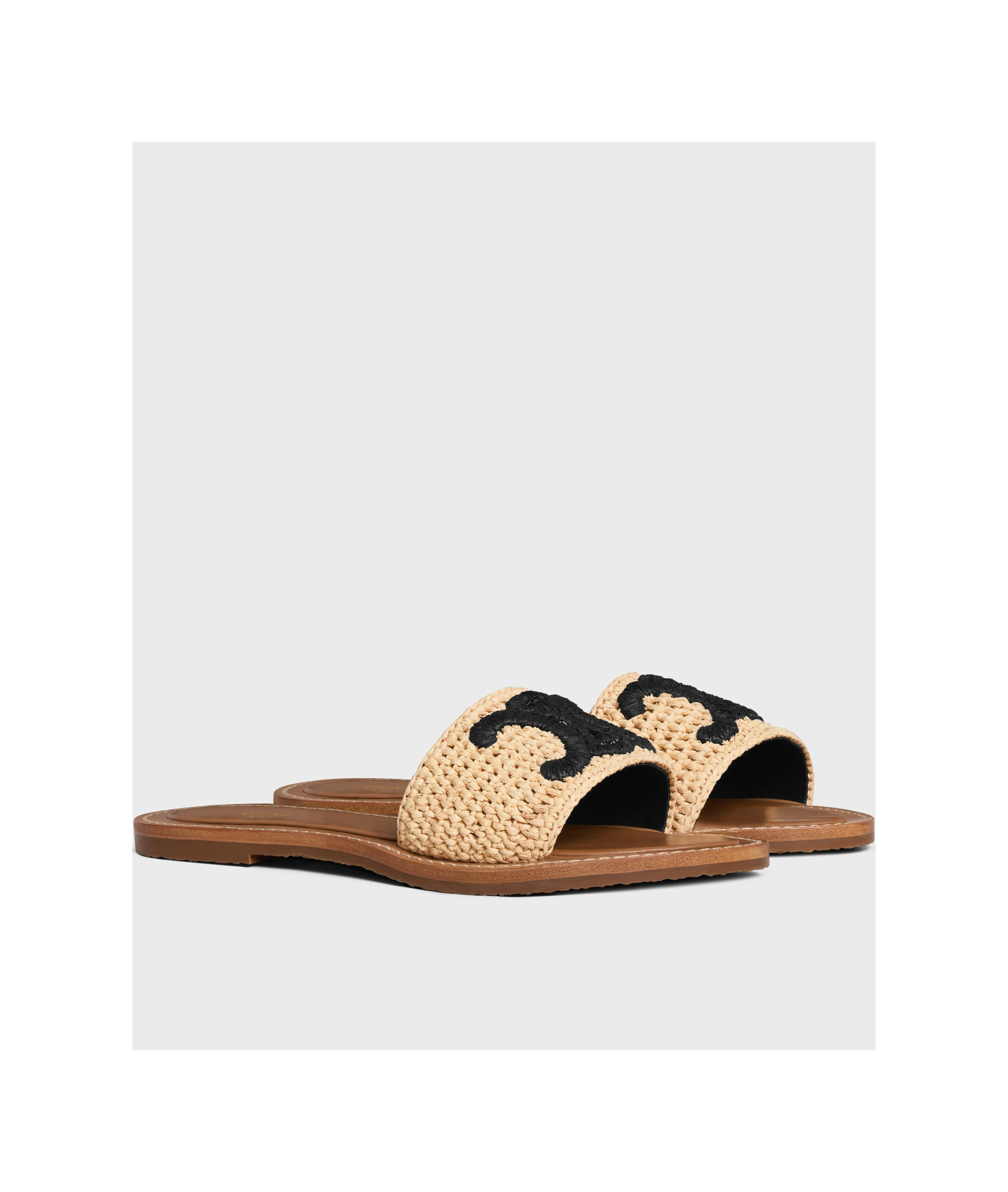 Celine Lympia Mule In Raffia In Brown