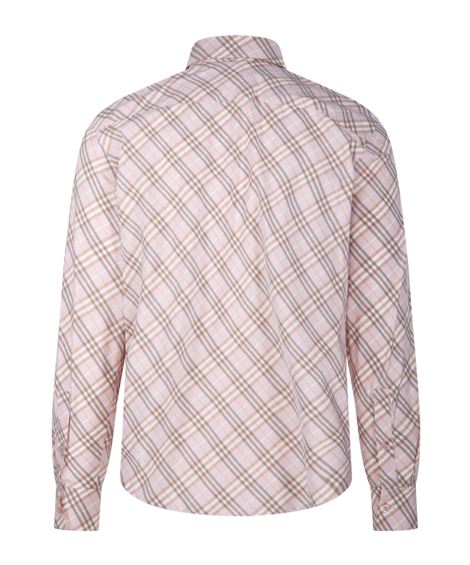 Burberry Plaid Pattern Button-down Collar Shirt With Front Pocket In Pink