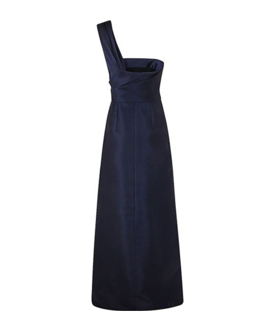 Alberta Ferretti Mikado Long Dress In Black