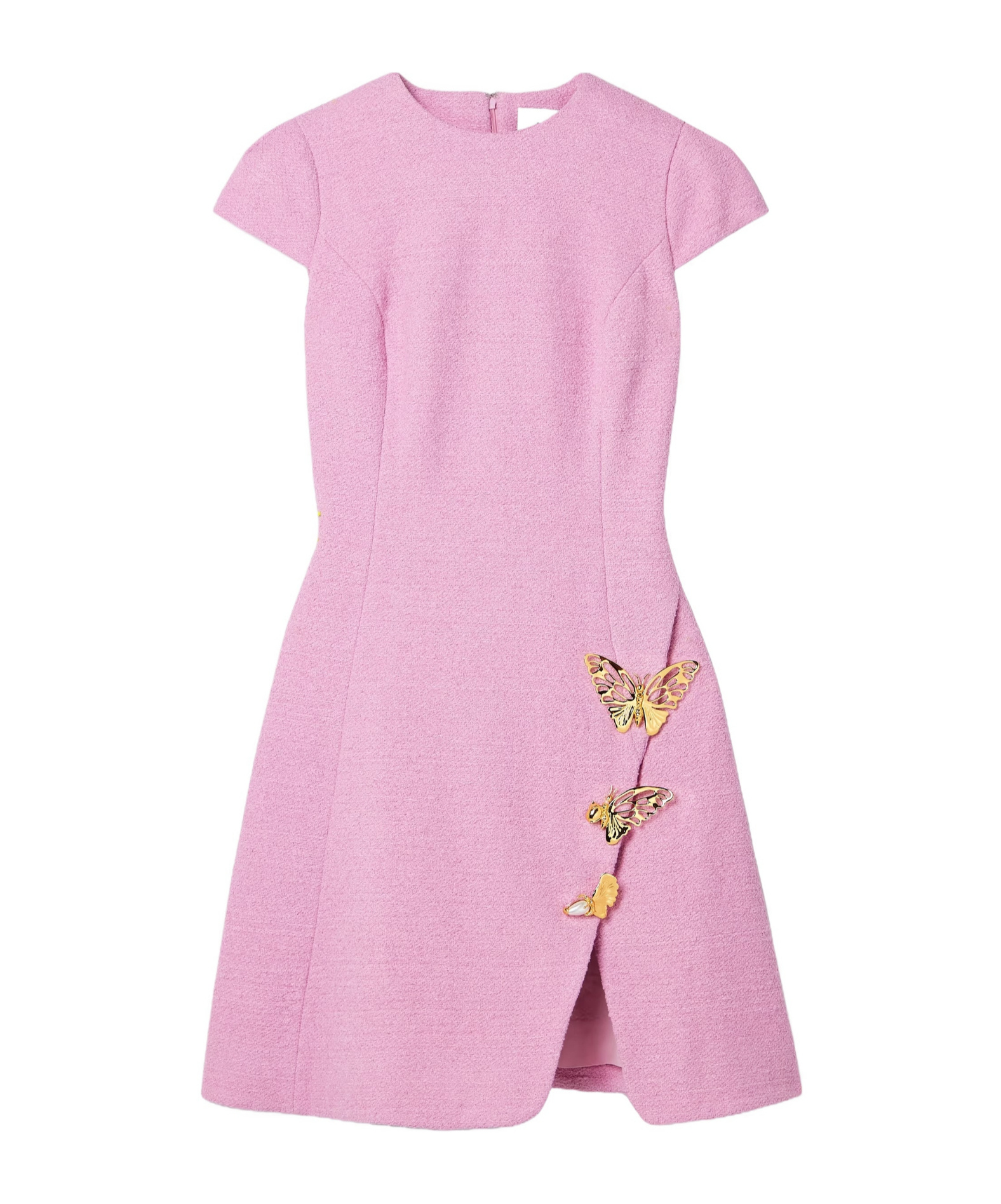 Oscar De La Renta Embellished Cotton-blend Tweed Mini Dress In Pink
