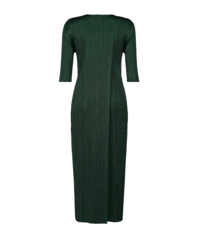 Shop Issey Miyake Pleated Dress In Green