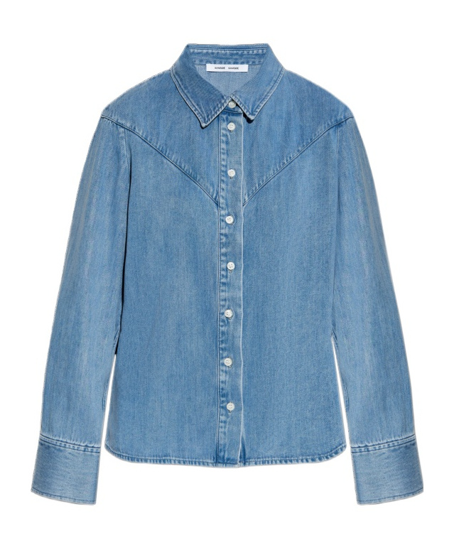 Samsoe & Samsoe Samos Denim Button-up Shirt In Blue