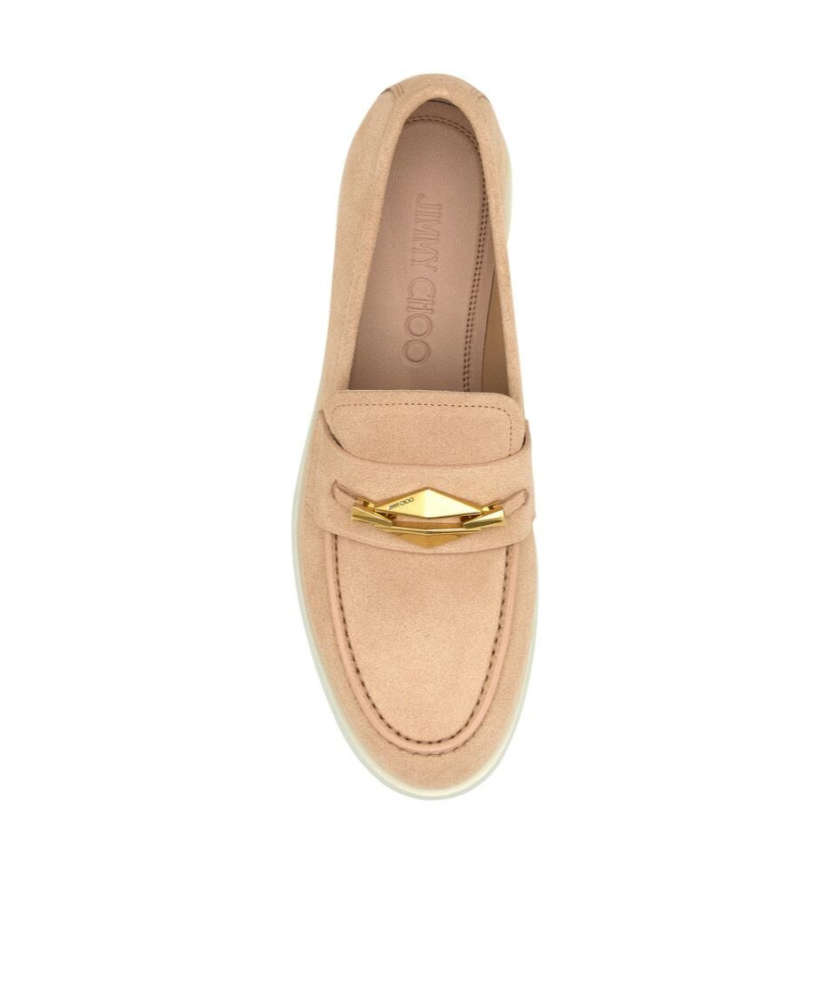 Jimmy Choo Maddie Diamond Suede Loafers In Nude
