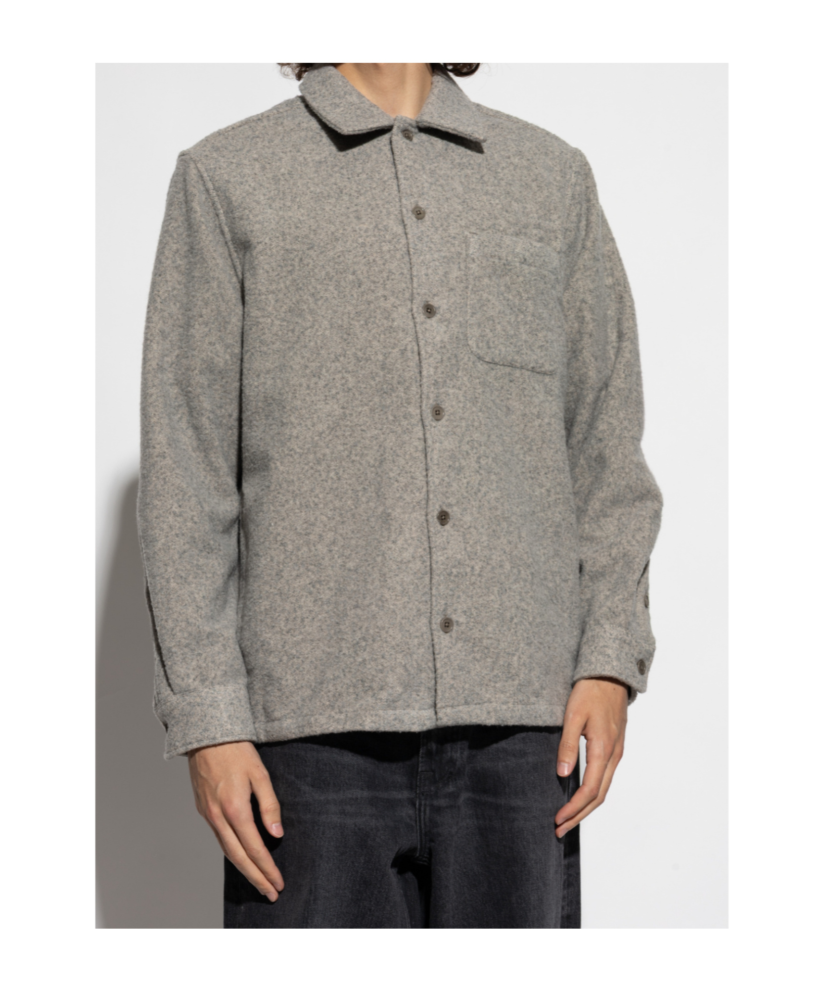 Samsoe & Samsoe Button-down Long-sleeved Shirt In Gray