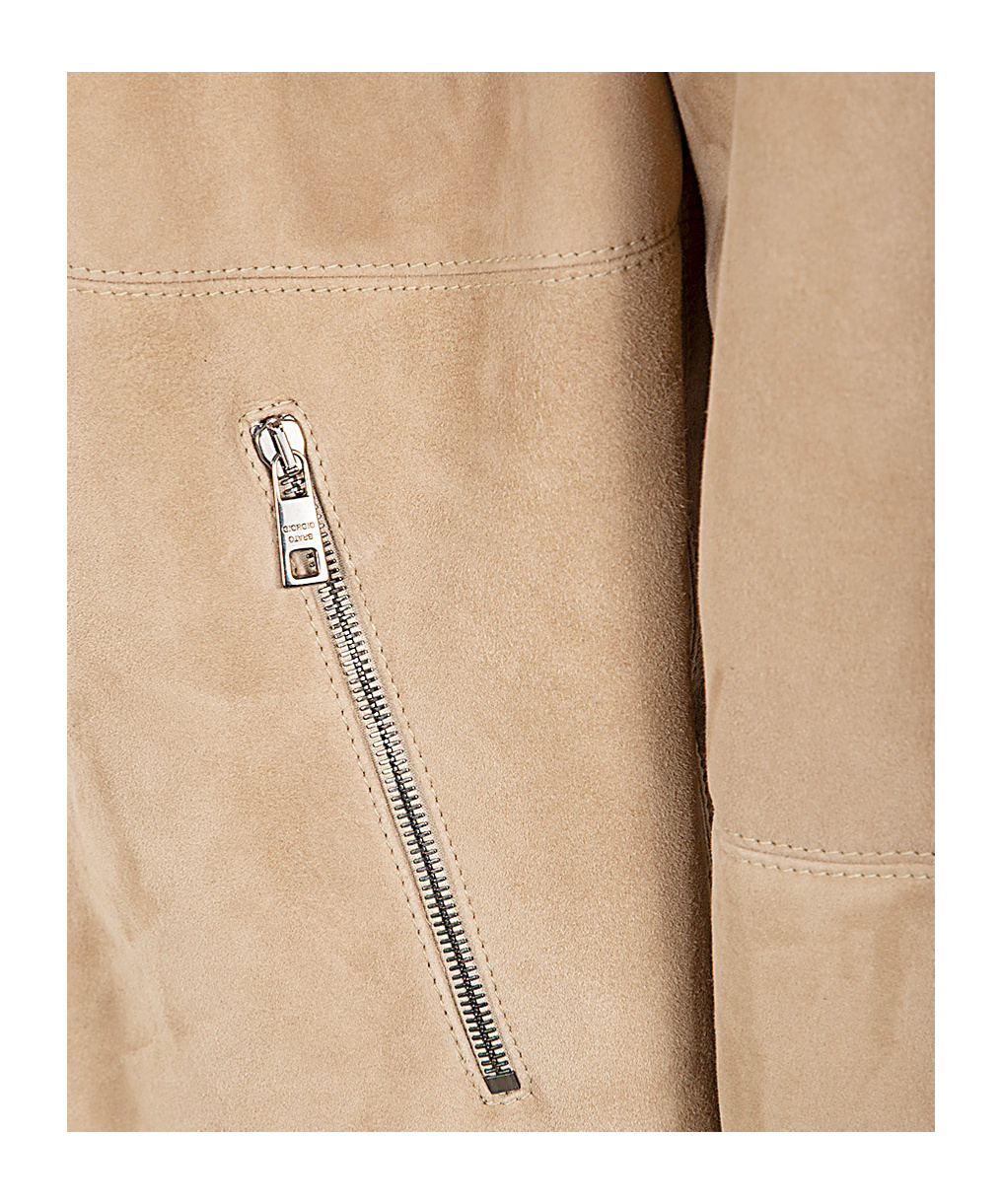 Giorgio Brato Classic Sheepskin With Central Zip In Nude