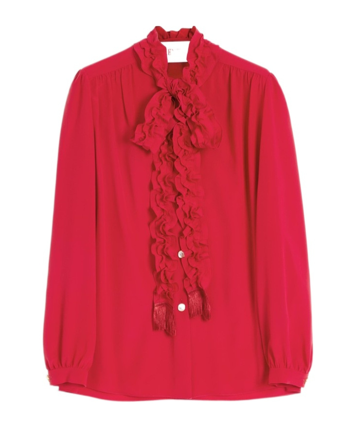 Valentino Crepe De Chine Shirt Shirts Multicolor In Red