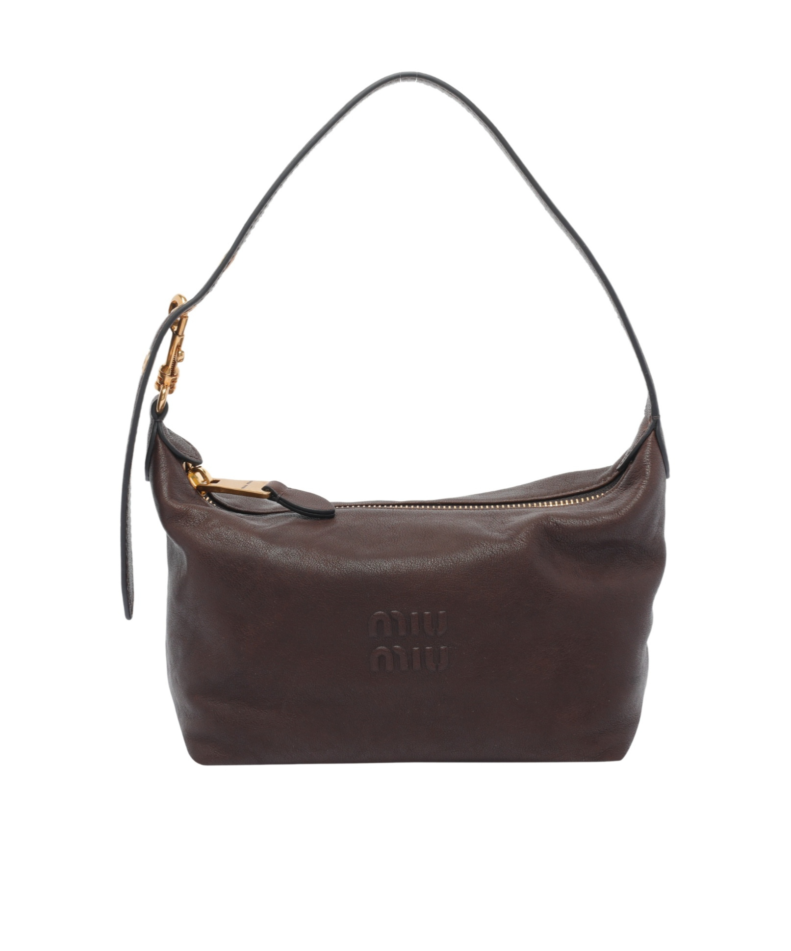 Miu Miu Zipper Shoulder Bag In Brown