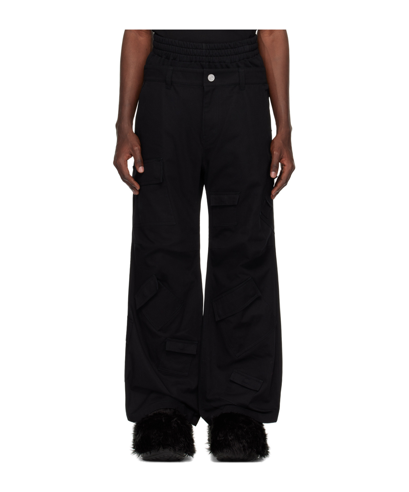 We11 Done Logo Overwork Casual Pants In Black