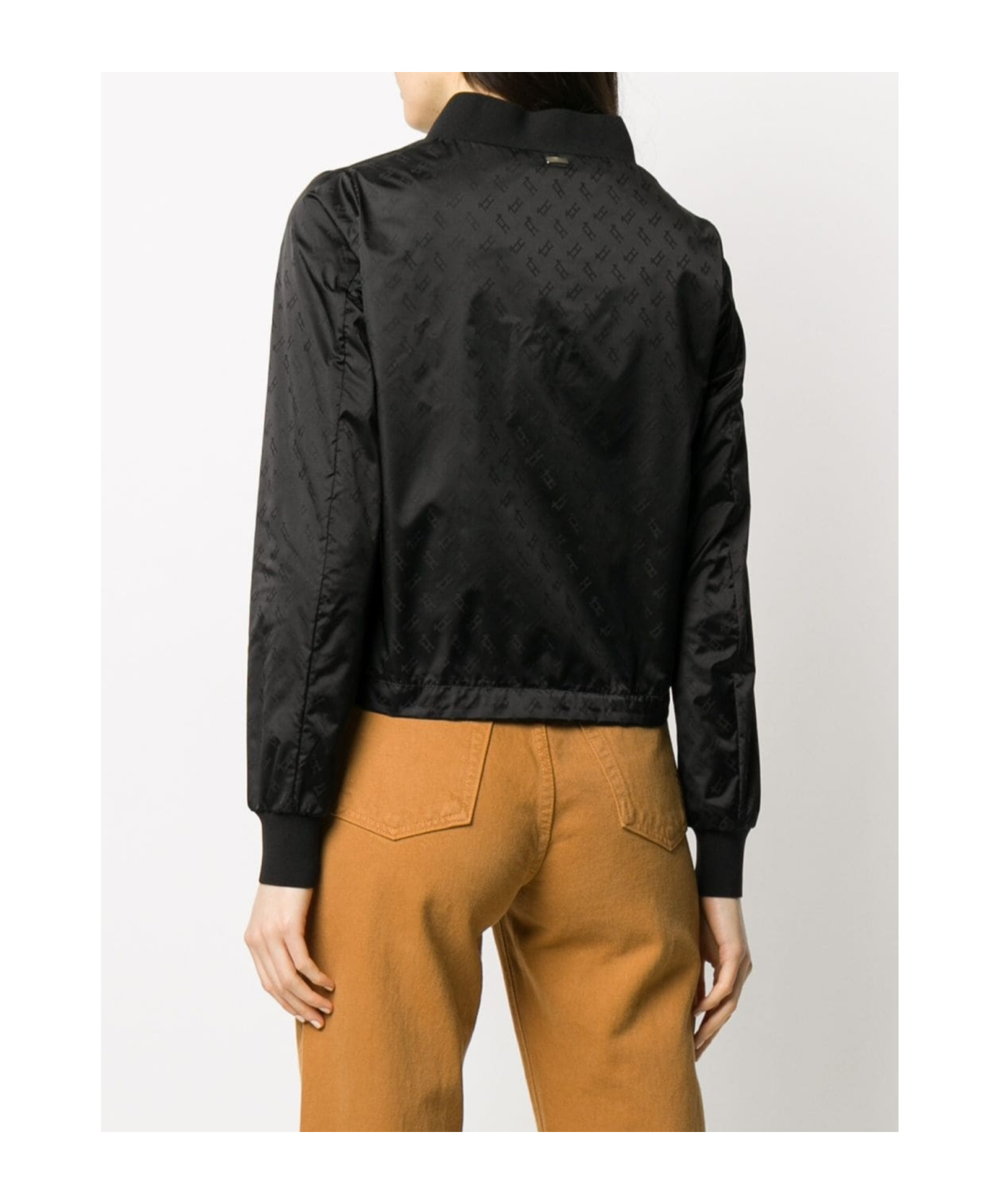 Herno Monogram-jacquard Bomber Jacket In Black