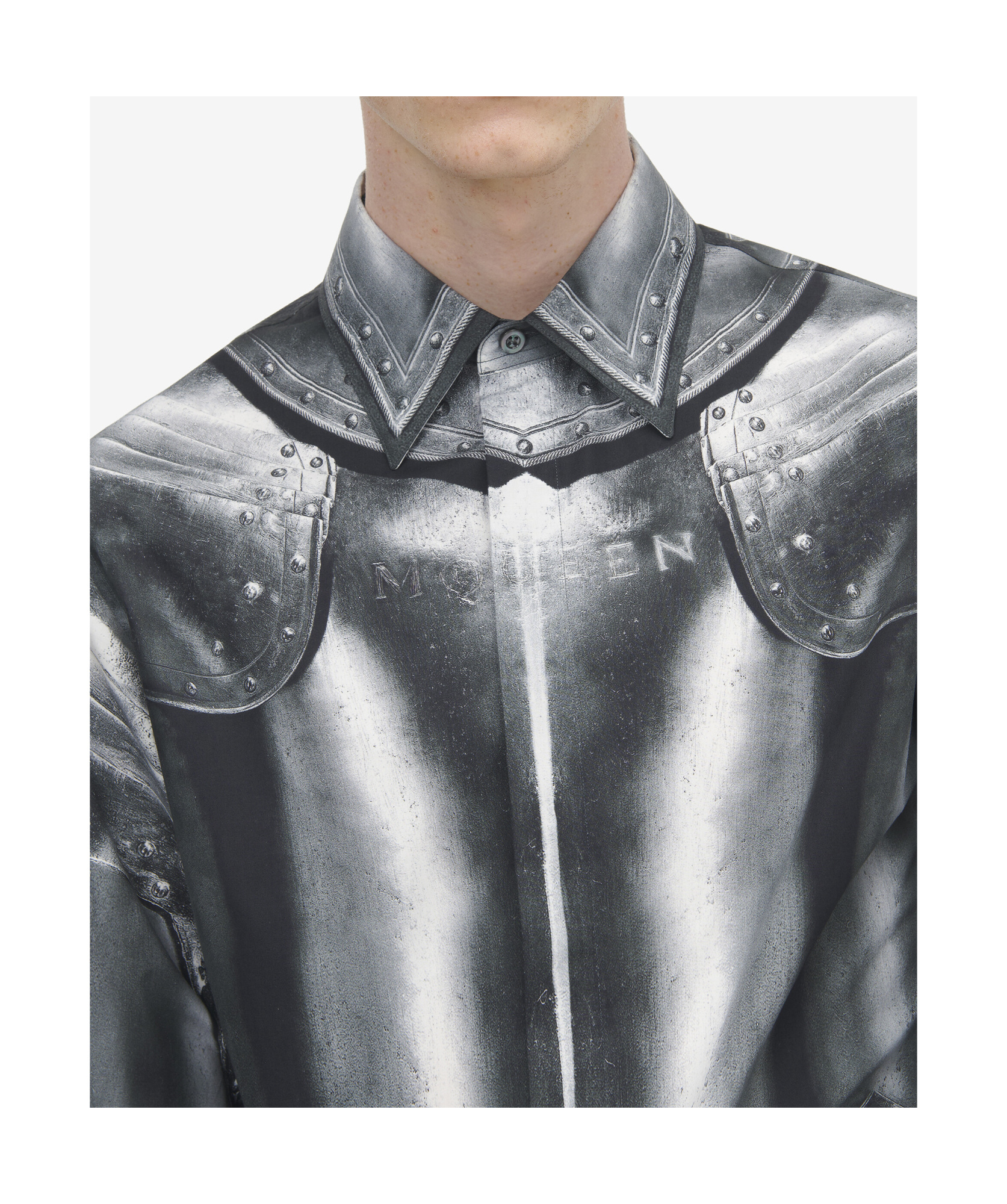 Alexander Mcqueen Mcqueen Armor Print Shirt Steel In Gray