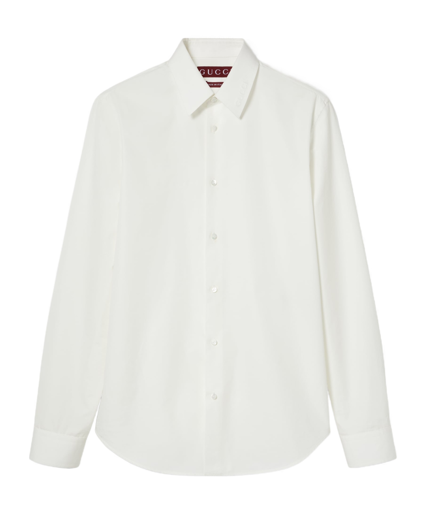 Gucci Long-sleeved Stretch Poplin Shirt In White