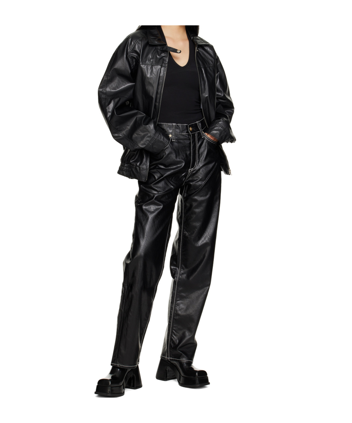 Eytys Black Benz Faux-leather Jeans In Black