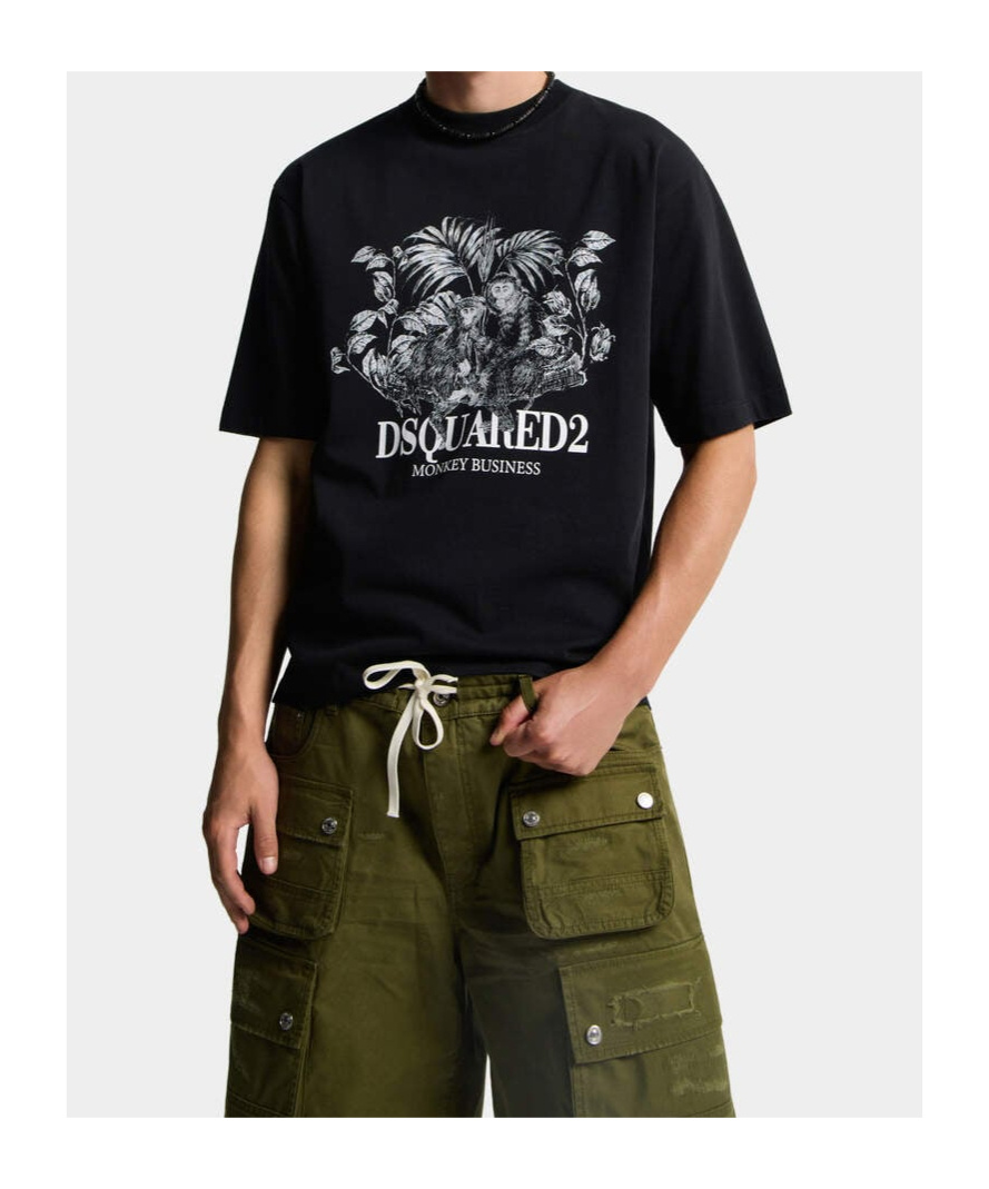 Dsquared2 Monkey Business Loose Fit T-shirt In Black