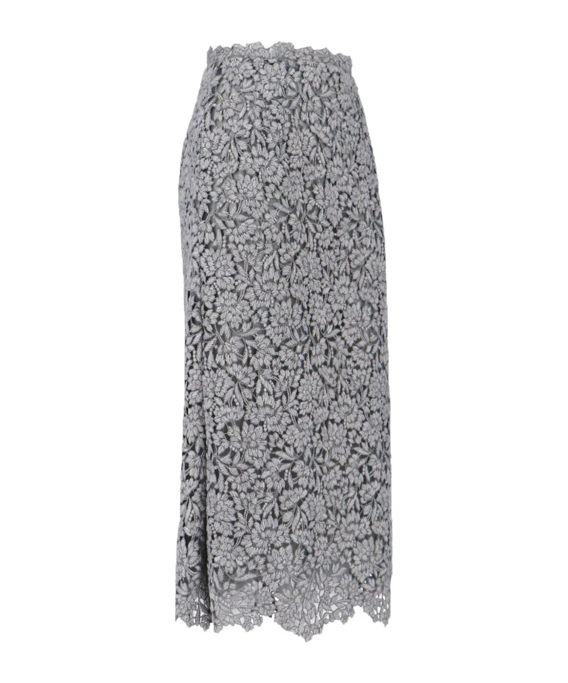 Ermanno Scervino Floral-lace Scalloped Hem Skirt In Gray