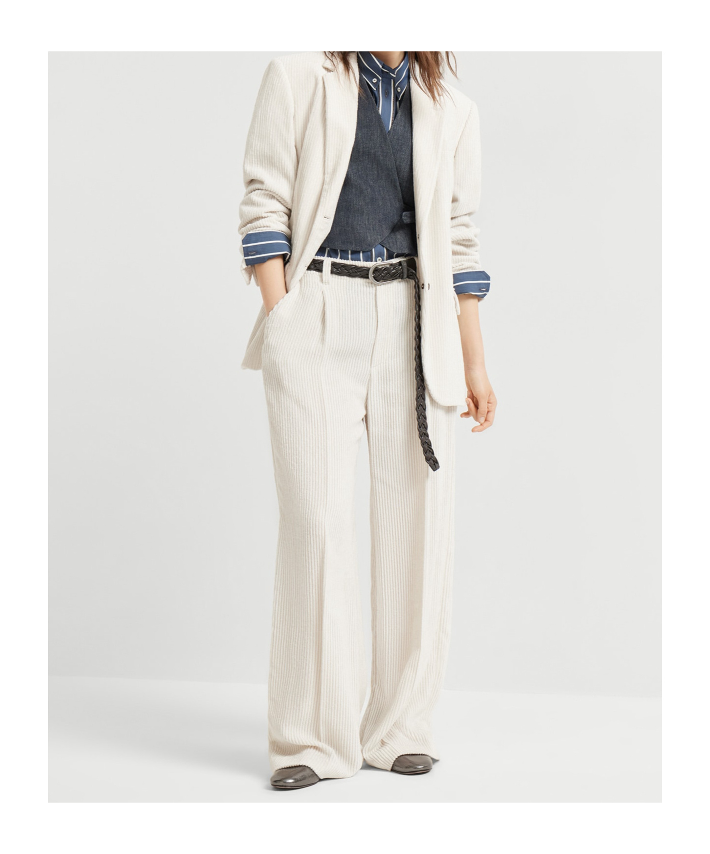 Brunello Cucinelli Lapel Long Sleeve Shirt In Blue