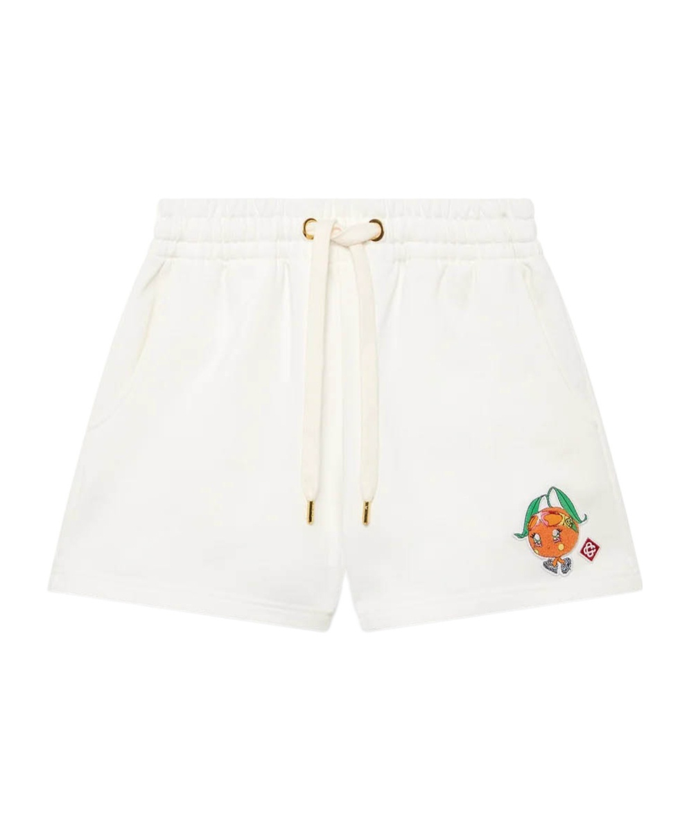 Casablanca Cotton Shorts With Embroidered Detail And Pockets In White