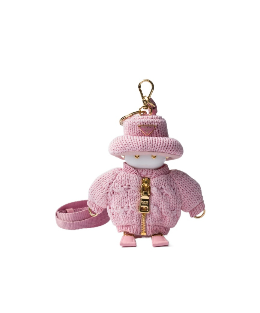 Prada Knitted Soft Robot Keychain Charm In Transparent