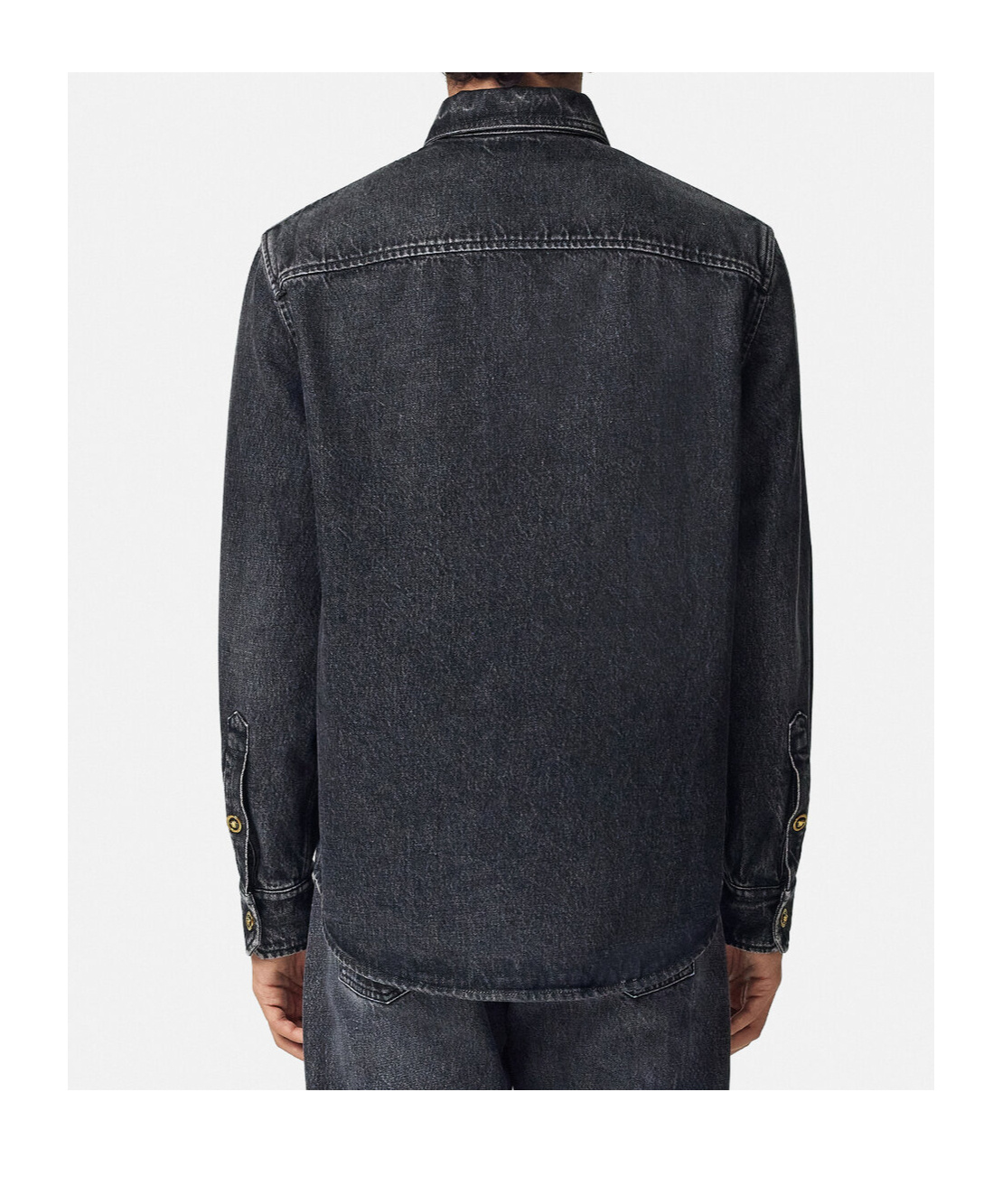 Versace Button-up Denim Jacket In Black