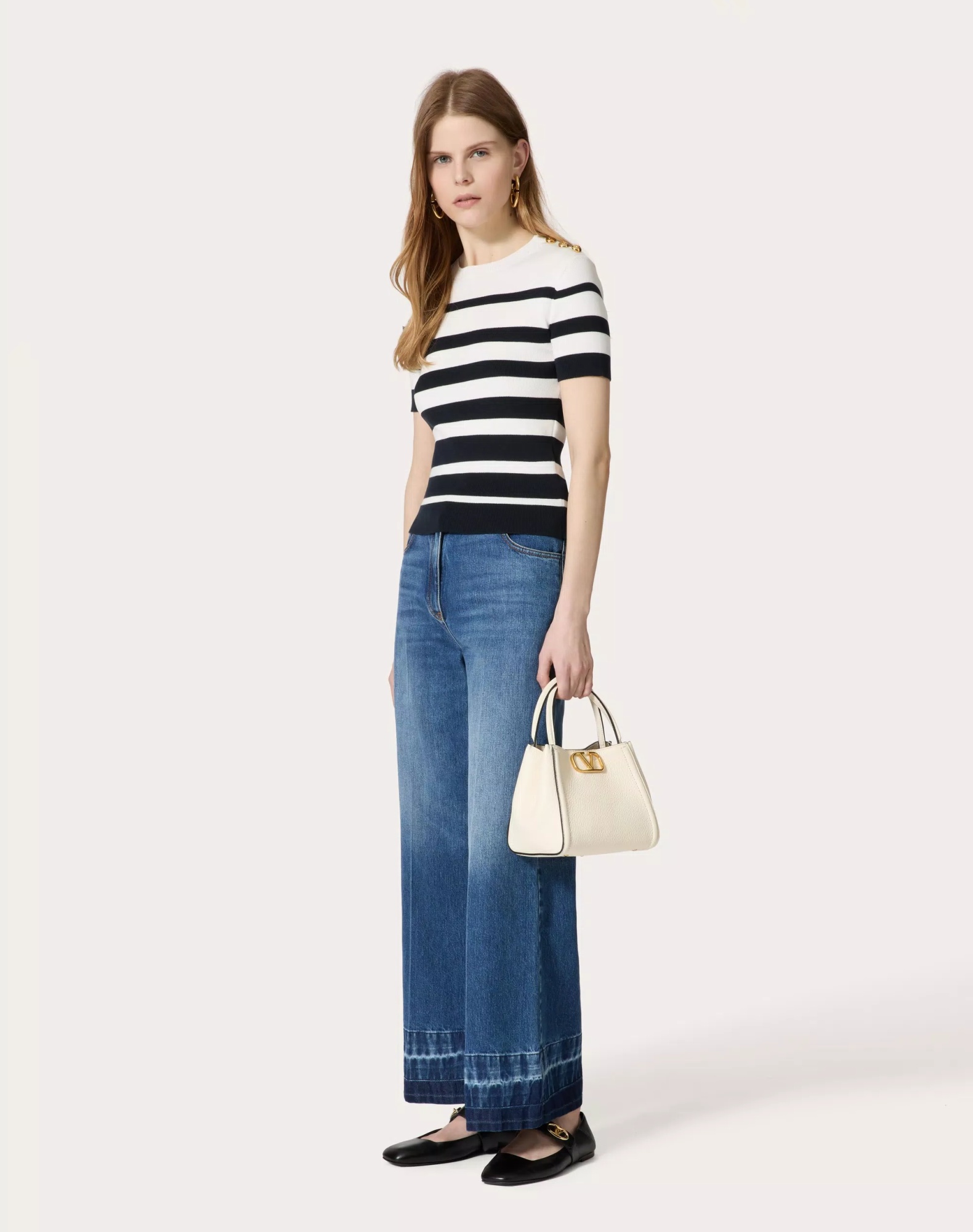 Valentino Striped Cotton Top In White