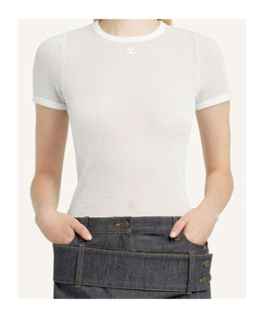 Shop Courrèges Mesh T-shirt In White