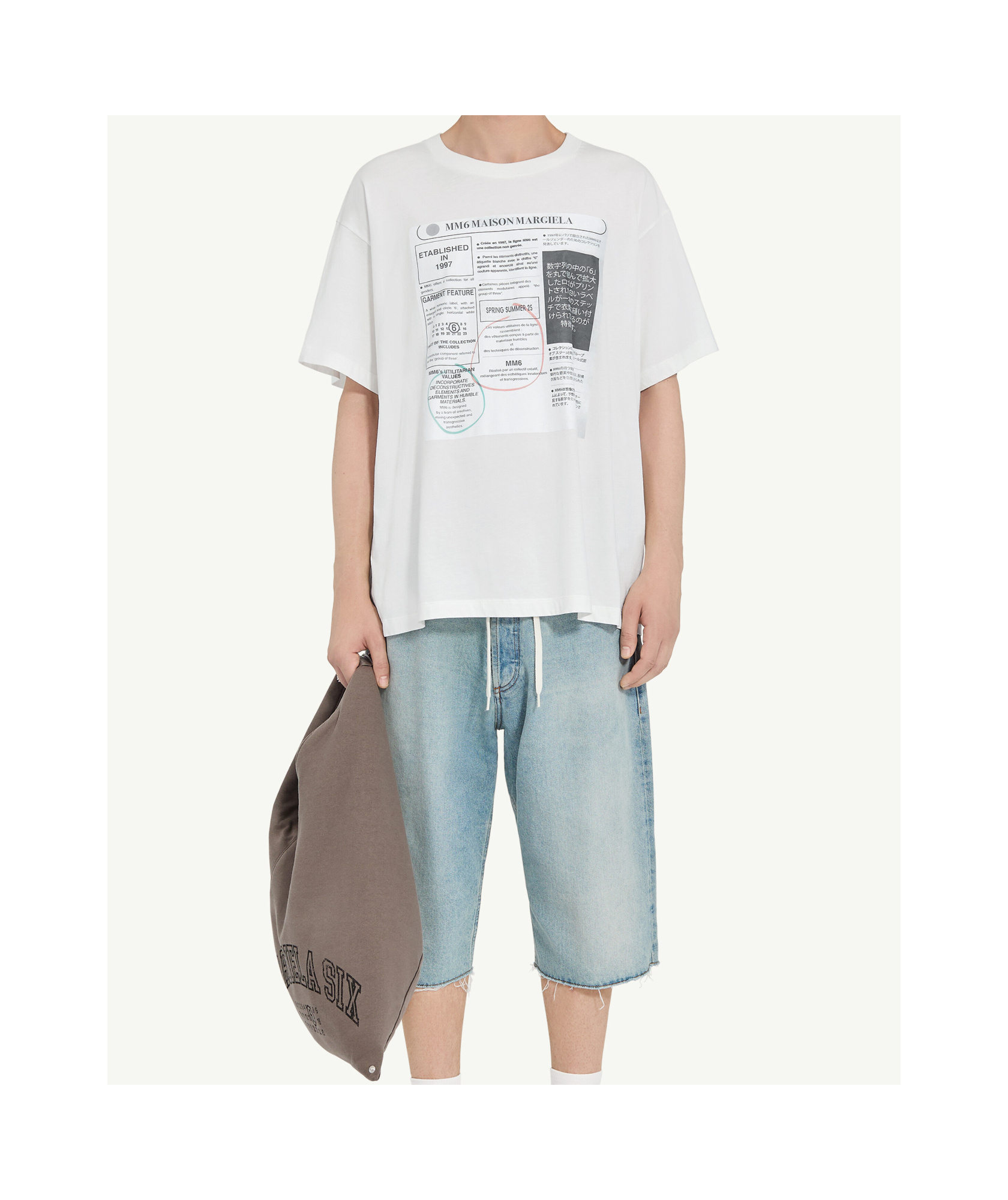 Mm6 Maison Margiela White T-shirt With Journalistic Print In White