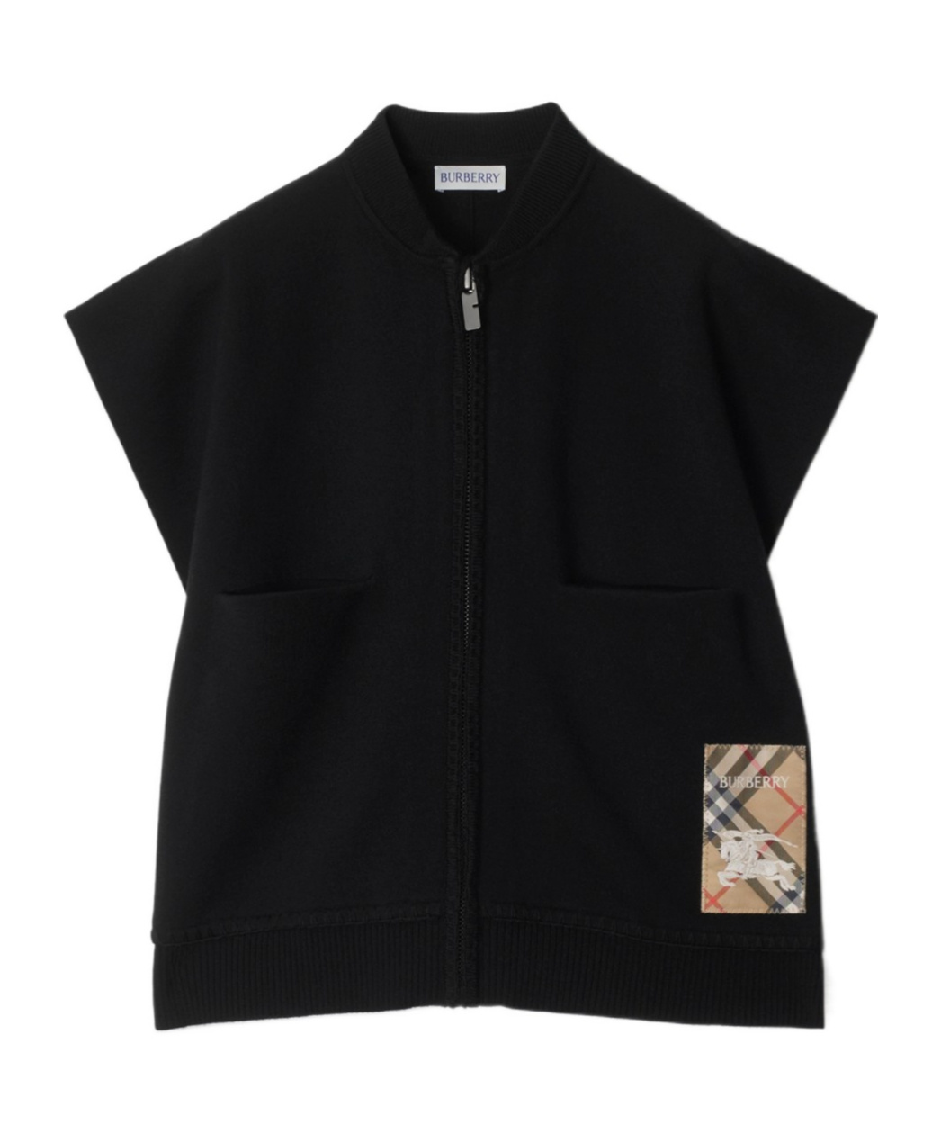 BURBERRY CHECK-PRINT LOGO-PATCH CAPE