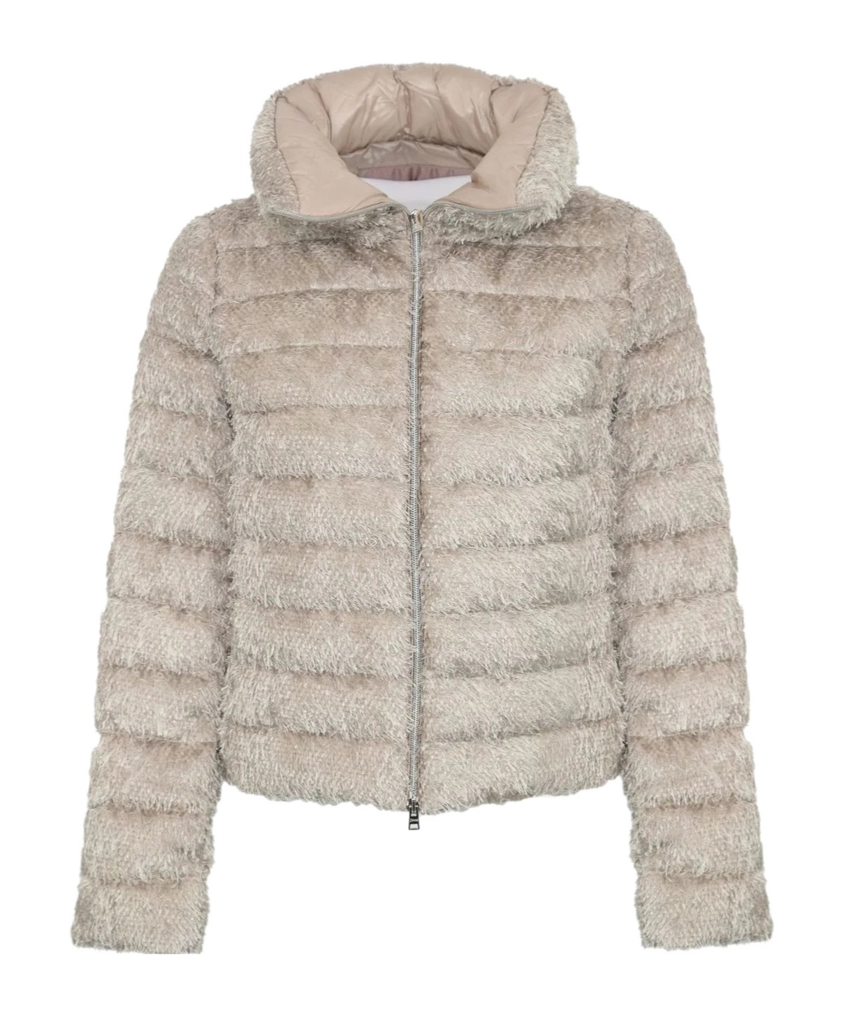 Herno Faux Fur Down Jacket In Brown