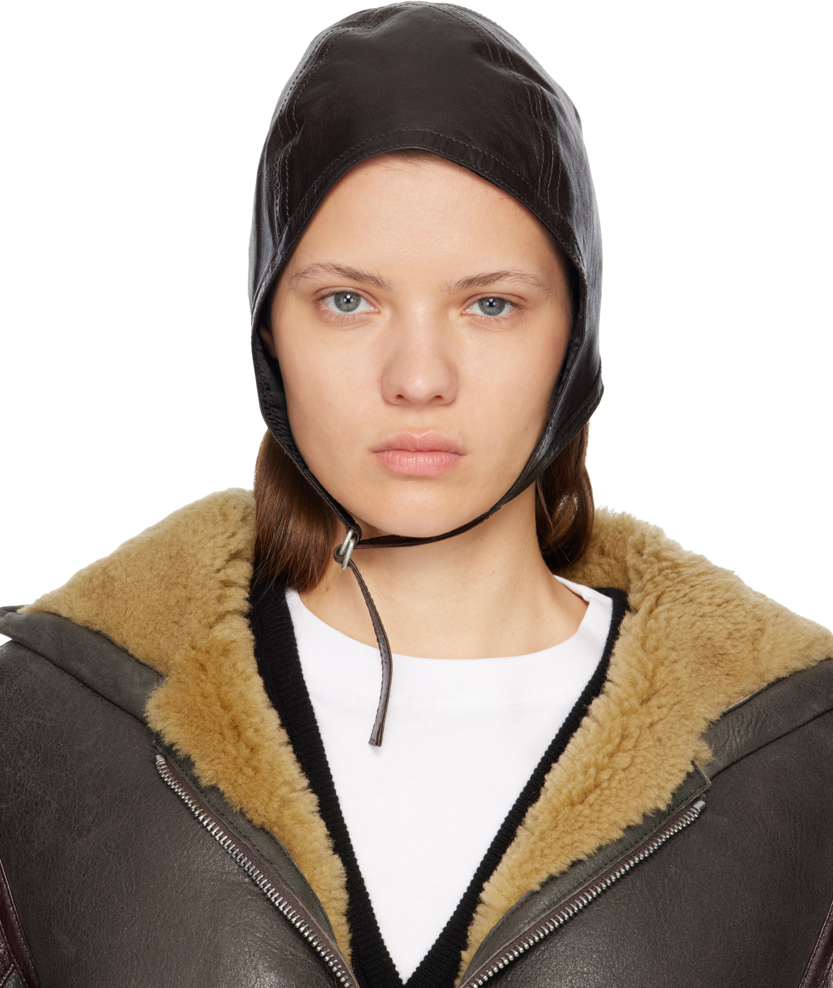 Acne Studios Brown Lambskin Hat In Multi