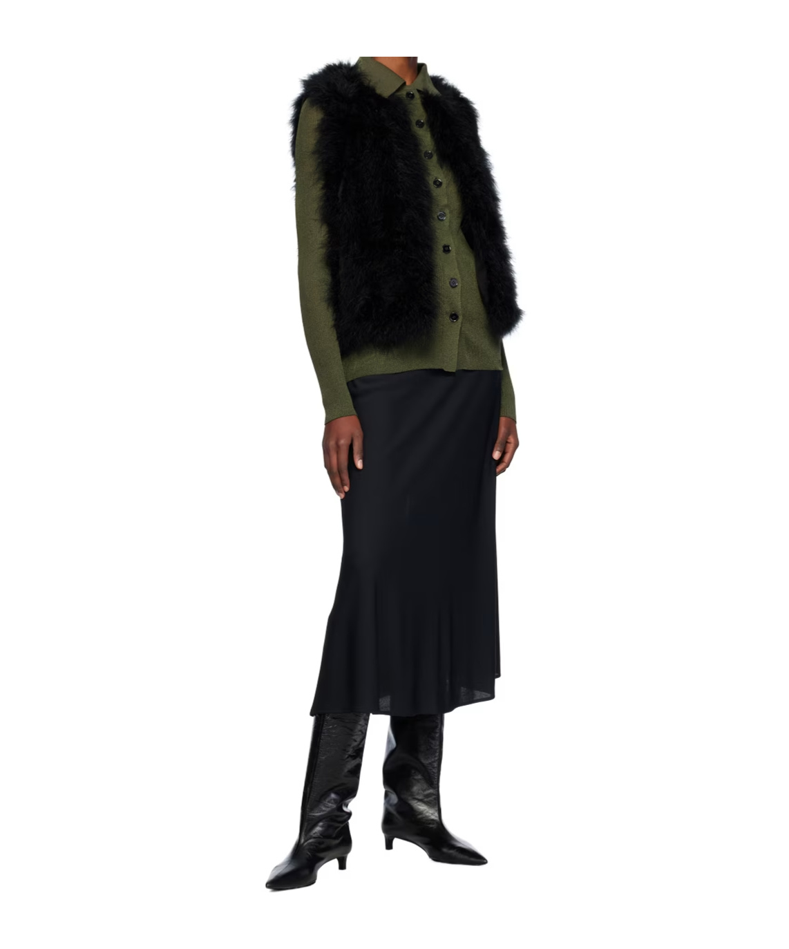 Yves Salomon Sleeveless Feather Silk Coat In Black