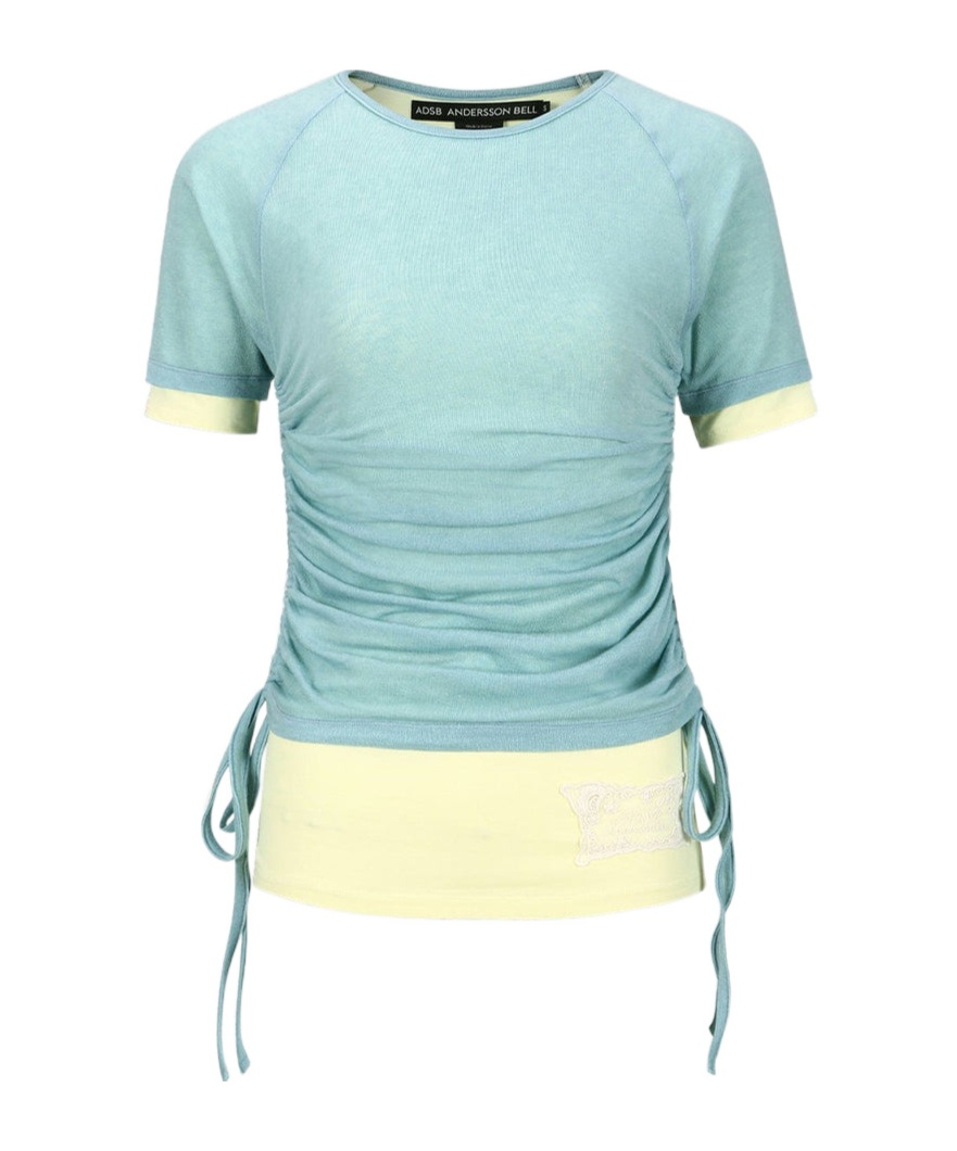 Andersson Bell Cindy String Layred T-shirt In Blue/yellow