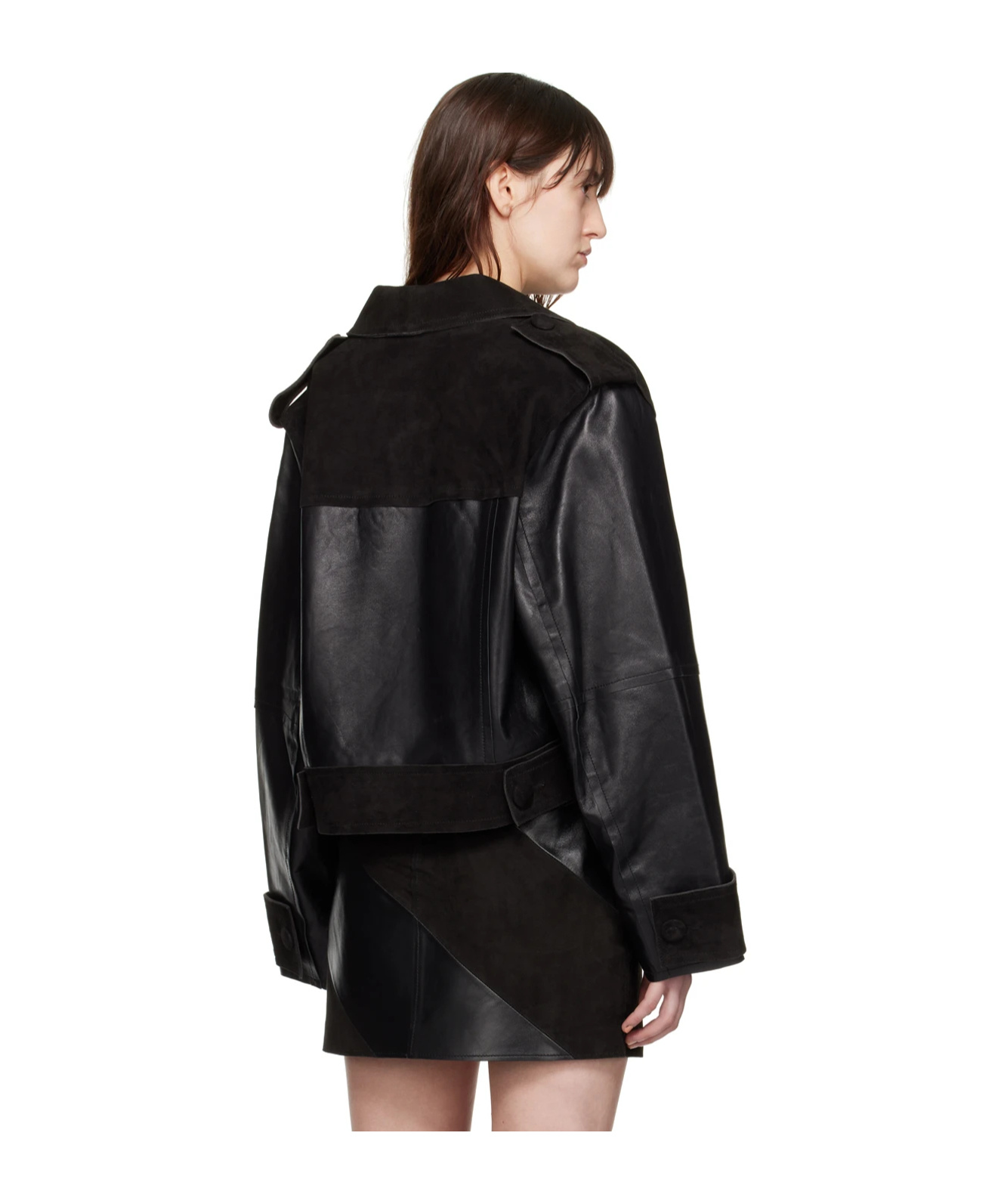 Stand Studio Corinne Button Leather Jacket In Black