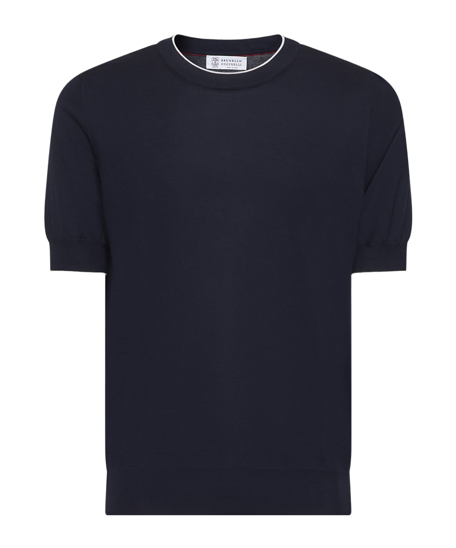Brunello Cucinelli Blue Cotton Crewneck Sweater In Black