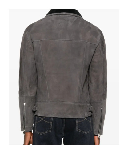 Brunello Cucinelli Shearling Biker Jacket In Gray