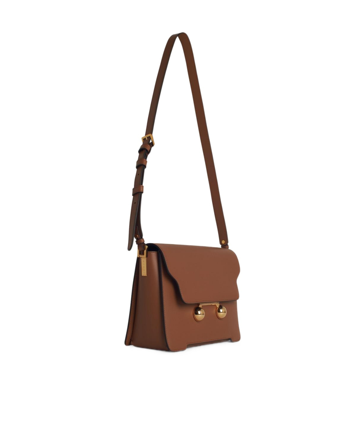 Marni Trunkaroo Foldover Top Medium Shoulder Bag In Brown