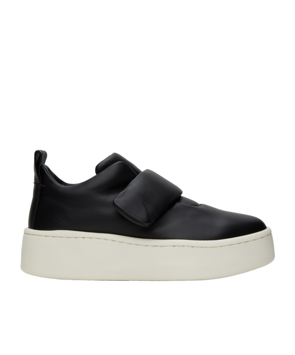 Jil Sander Round Head Hit Color Low-top Casual Sneakers In Black