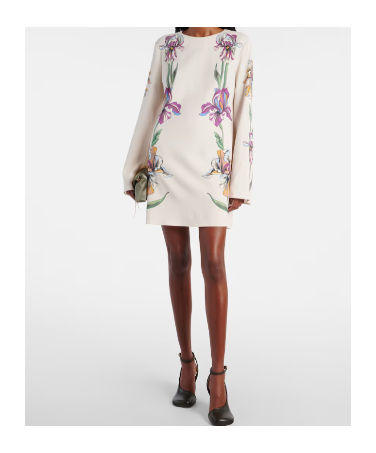 La Doublej Supremes Swing Floral Jersey Minidress In White