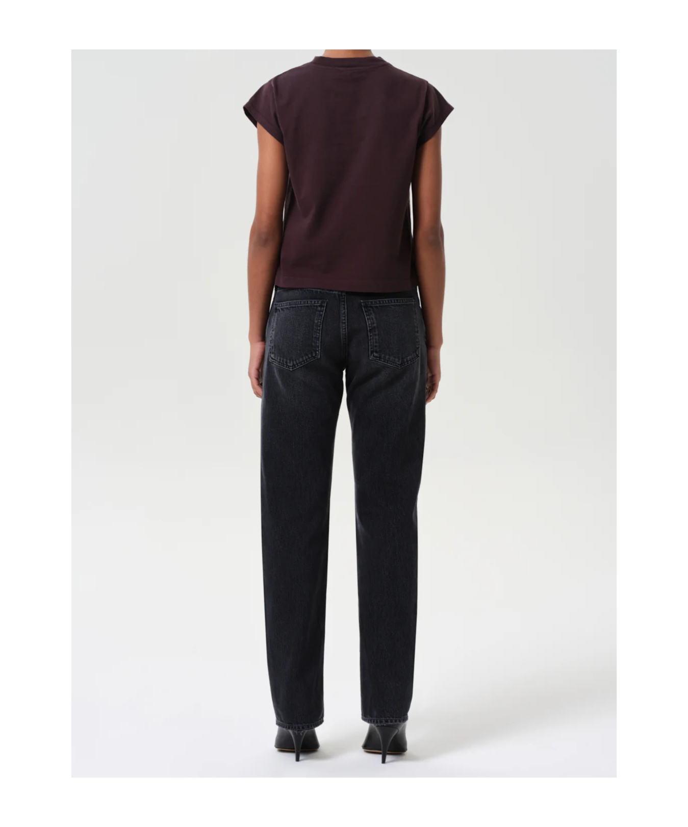 Agolde Denim Trousers With Belt Loops In Black
