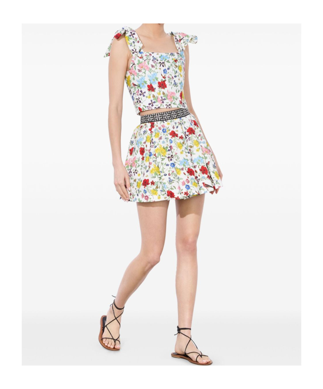 Alice And Olivia Haven Lin And Cotton Mini Skirt In Colorful Doll House