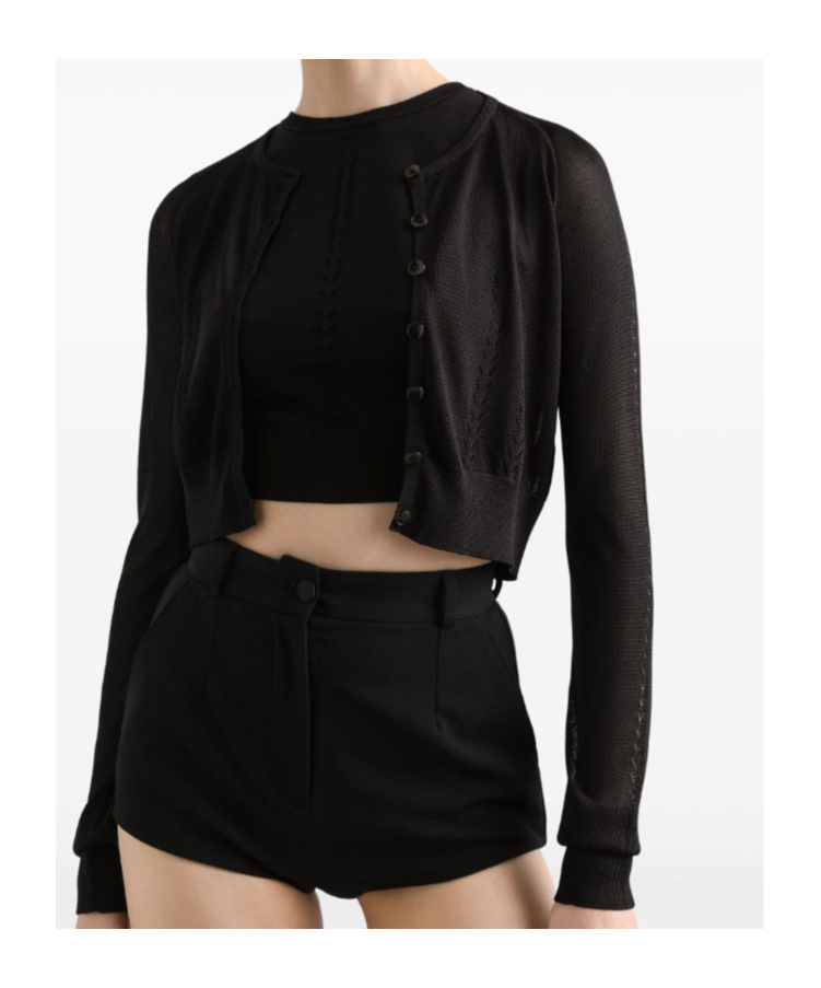 Dolce & Gabbana Long-sleeved Knitted Cardigan In Black