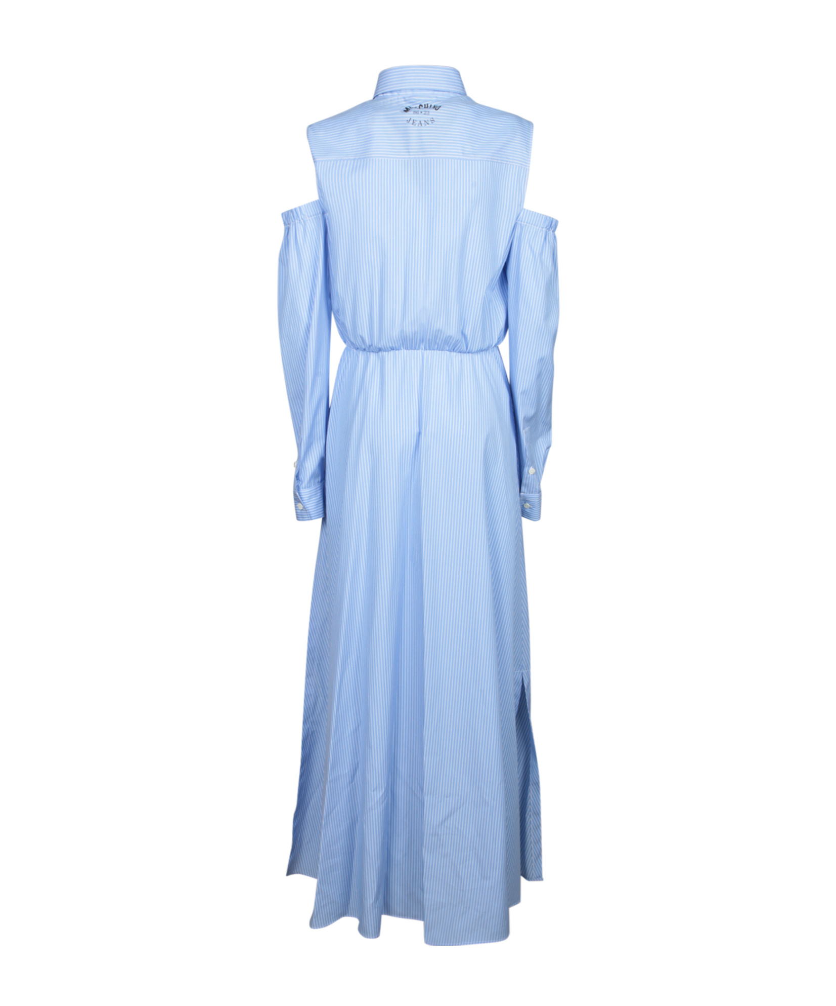 Moschino Jeans Long Striped Poplin Dress In Blue